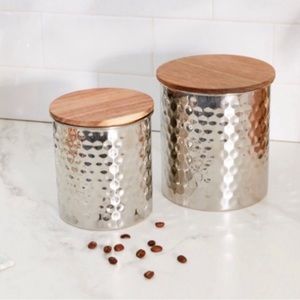 Uncommon James Hammered Silvertone Stainless Cannister Set